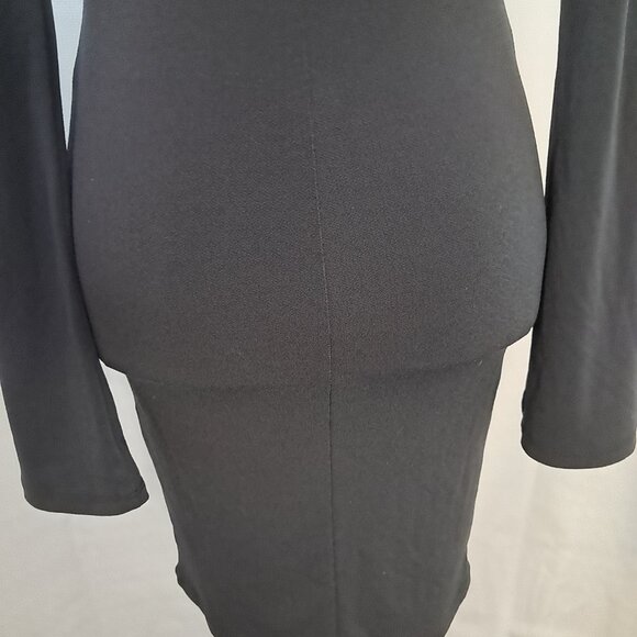 Forever 21 Flare Bell Sleeve Deep V Neckline Gray Bodycon Cocktail Dress Sz S - Picture 10 of 12